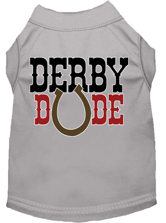 Derby Dude Screen Print Dog Shirt Grey Lg